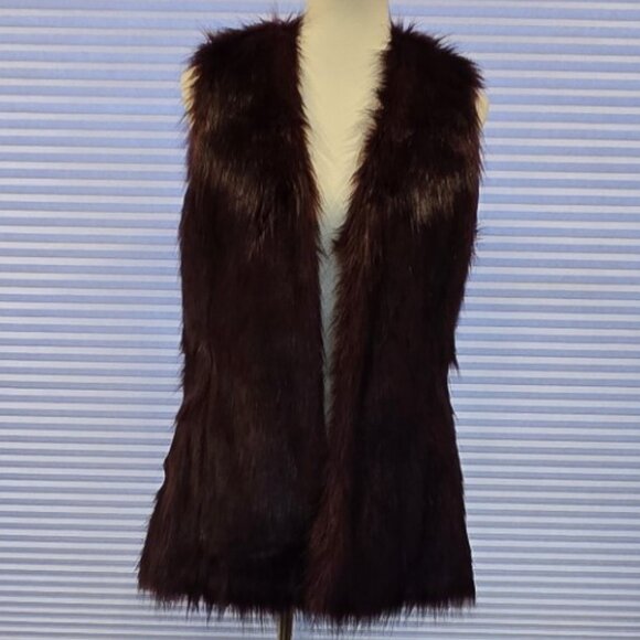Burgundy Faux Fur Vest by REBA ~ NWOT - Picture 1 of 10